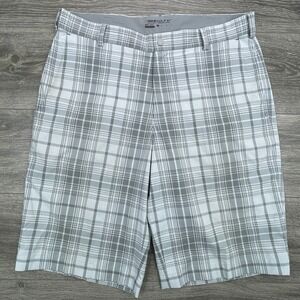 Nike Golf Tour Performance Shorts Mens 34 Gray Plaid Stretch Comfort 11" Casual